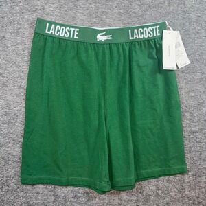 Lacoste Mens Green Sleepwear Lounge Shorts Cotton Stretch Size Small NEW